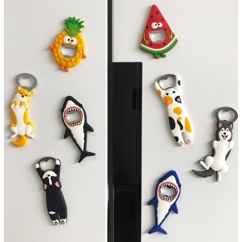 1 Pcs Cartoon Dog Cat Rabbit Fridge Magnet Sticker Beer Bottle Opener Creative Christmas Decoration Refrigerator Magnet Sticker