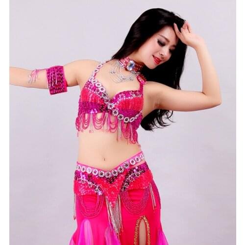 Sexy belly dance top tassels bra costume suit women belt belly dancing clothes oriental belly dance scarf