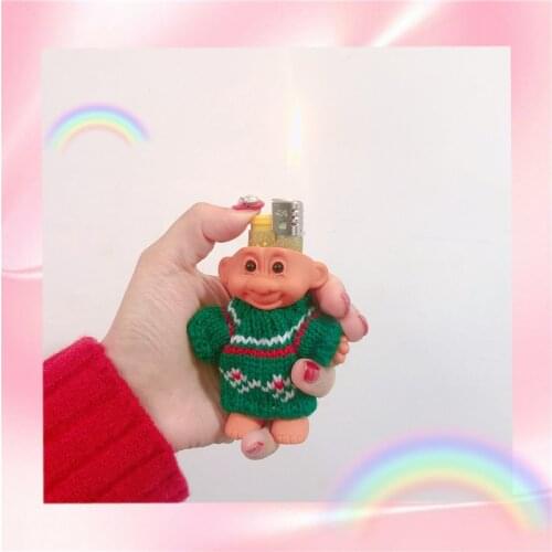 1PCs Silicone Cute Funny Rubber Doll Style Lighter Shell Case Box Waterproof No Lighter Nostalgic Toys Cigarette Accessories 7cm