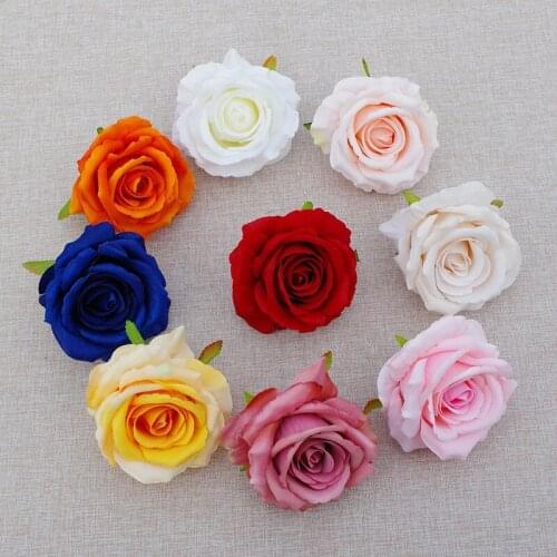 Wedding Flower Wall DIY Decor Flannel Artificial Rose Head 50 Pieces Champagne White Ceremony Boy Girl Baptism Party Favor