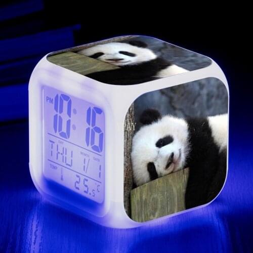 Animal World Pet Panda Alarm Clock LED Color Changing Digital Alarm Clock Kids Room Luminous Electronic Watch Kids Birthday Gift
