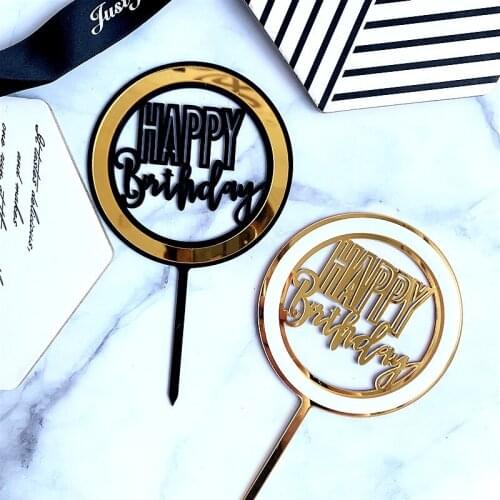 Happy Birthday Cake Topper Acrylic Letter Cake Toppers Party Supplies Happy Birthday Black Cake Decorations 2 Layers