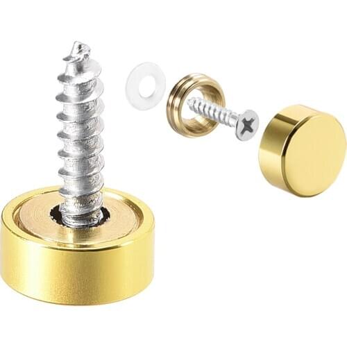 Uxcell 4pcs Mirror Screws, Decorative Cap Fasteners Cover Nails, Electroplated, Bright Golden 12mm/0.47" Brass