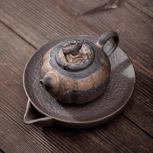 Japanese Gilding Iron Glaze Persimmon Teapot Porcelain Kung Fu Tea Set Teapot Stoneware Retro Domestic Handle Pot Ceramic Teapot
