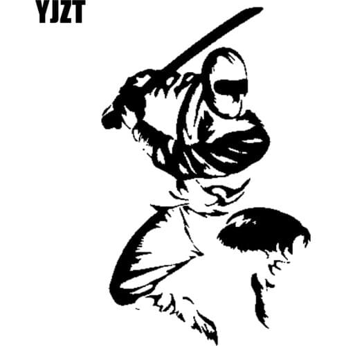 YJZT 11.5CM*17.8CM Ninja Warrior Black Silver Vinyl Car Sticker Interesting Decal C13-000759