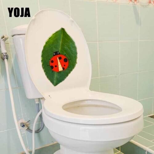YOJA 14X23CM Intereting Seven Star Ladybug On Leaves Bedroom Home Decor Toilet Wall Sticker Decal T5-1077