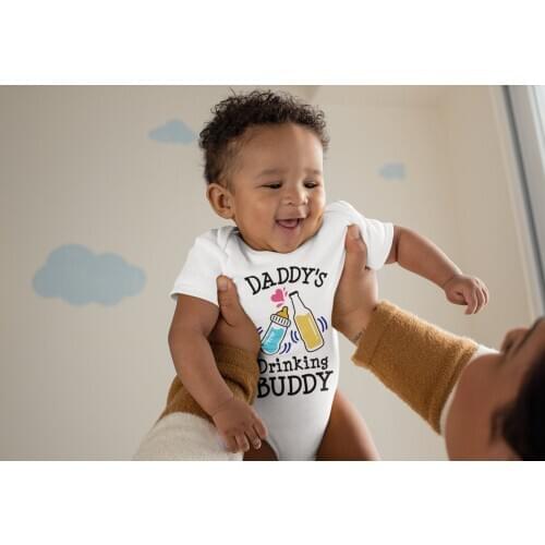Funny baby clothes Funny Baby Daddys Drinking Buddy baby Bodysuit Dad Reveal outfit Pregnancy Announcement gift