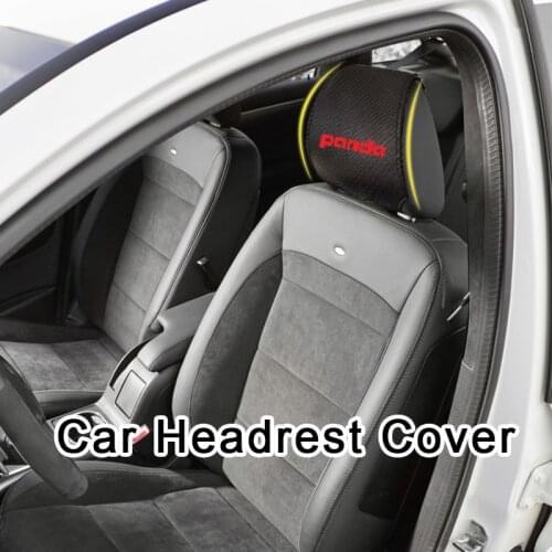 FOR FIAT PANDA Car Headrest Protector Case Carbon Fiber Leather Car Headrest Cover Interior Accessories