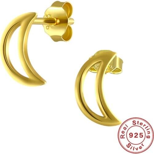 S925 Sterling Silver Crescent Hollow Moon Earrings Creative Temperament Wild Design Personality Female Ear Accessories For Women