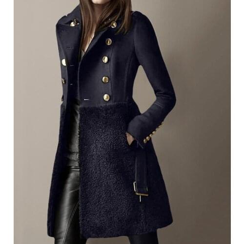 Women Wool Coat Jacket Autumn Winter Thick Fashion Patchwork Fleece Office Lady Elegant Outwear Coats Woolen Overcoat Oversized