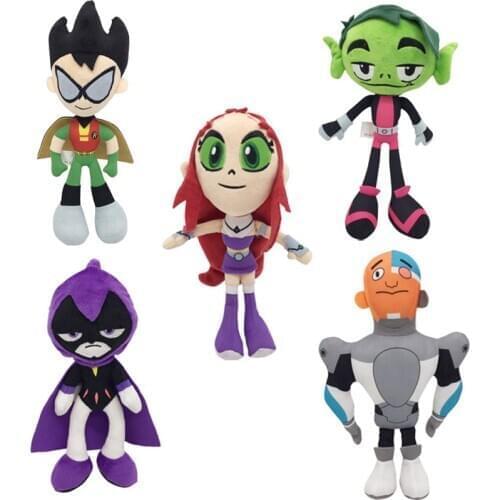 1pcs 25cm Robin Plush Toys Cartoon Animals Robin Cyborg Beast Boy Starfire Raven Silkie Soft Stuffed Toy Gifts for Girls Kids