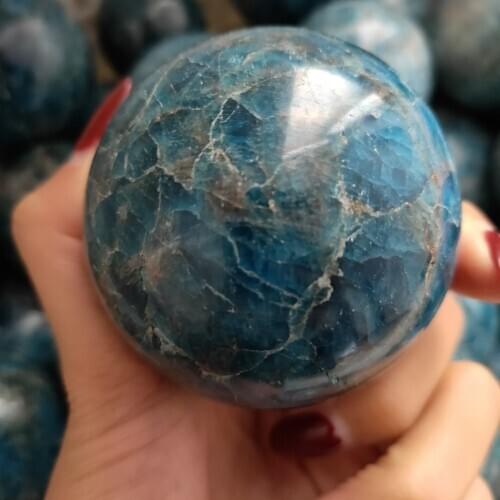 1pcs 5-6cm Natural Blue apatitesphere crystal stone Quartz Globe Ball Rock Mineral gift wooden base Reiki Healing Home decor
