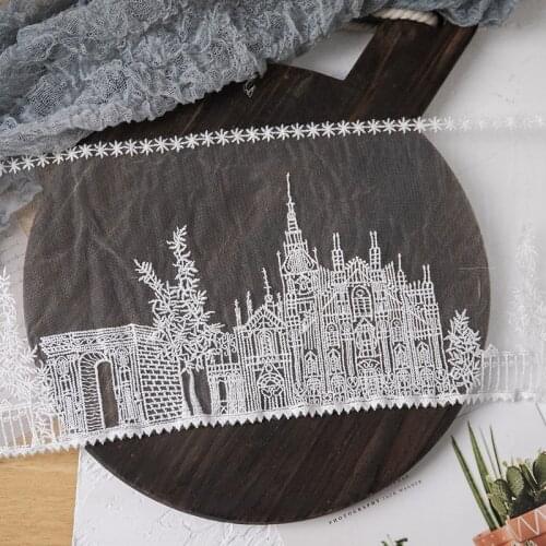 1yards White Princess Castle Mesh Lace Embroidery Ribbon for Diy Gift Packing Curtain Clothing Sewing Accessories