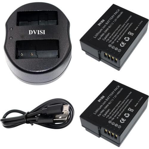 2pcs 1.4Ah DMW-BLC12 DMW BLC12 Camera Batteries and USB Dual Charger for Panasonic DMC GH2 G5 G6 V-LUX4 DMC-GH2 FZ1000 FZ200