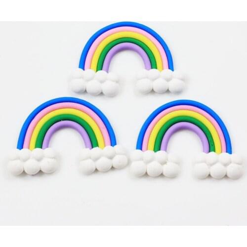 50/20pcs Skillful Manufacture 36*50mm Rainbow Bridge Fashion Loose Soft Polymer Clay Charms for Phone Case Decoration