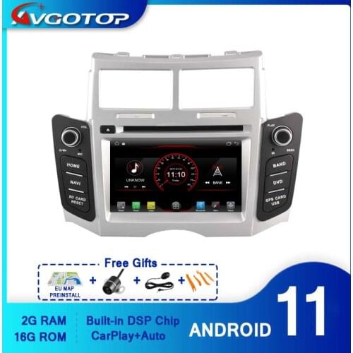 AVGOTOP Android 10 WINCE Bluetooth GPS Car Radio DVD Player For TOYOTA YARIS 2G 16G MP3 MP4 Vehicle Multimedia