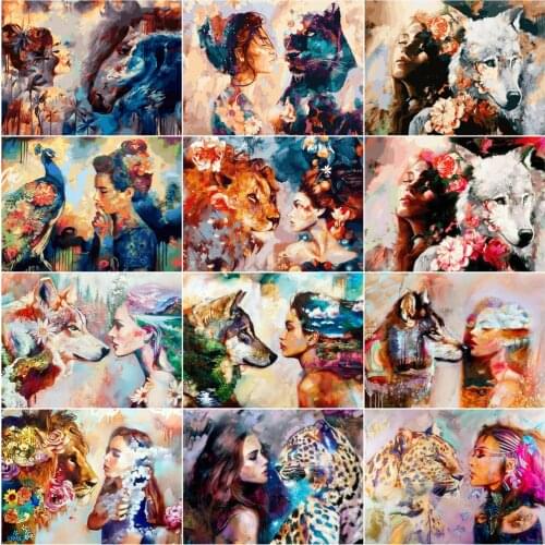 AZQSD 5D Diamond Painting Lion Full Drill Square Home Decoration Diamond Embroidery Beauty Mosaic Handmade Craft