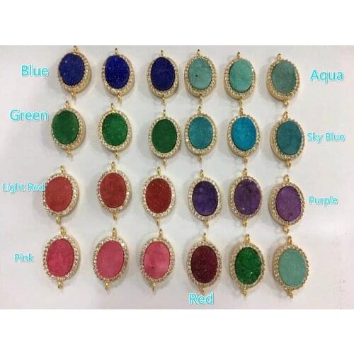 Natural Druzy Gems Stone Beads, 2018 new arrival Dyed Oval Shape Gems Stone Women Jewelry Making Suppliers Crafts DIY Necklace