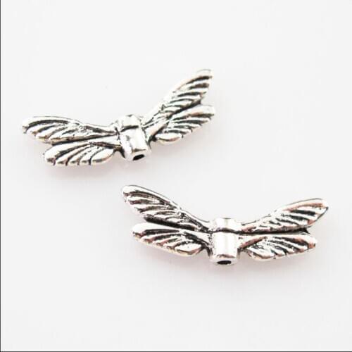 New 35Pcs Tibetan Silver Animal Dragonfly Wings Spacer Beads Charms 7x20mm