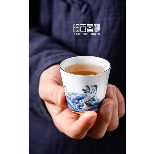 Guopin Color Enamel Teacups Hand Made Ceramic Tea Cup Chinese Kung Fu Tea Set High Quality Cup And Saucer DDE