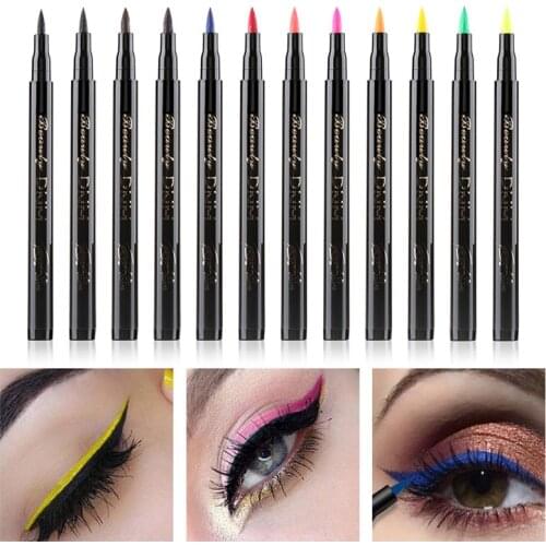 Colorful Neon Matte Liquid Eyeliner Pencil Waterproof Long Lasting Makeup Liquid Eye Liner Natural Blue Green Yellow Eye Liner