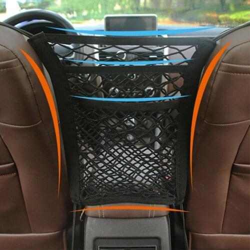 Elastic Car Back Rear Mesh Trunk Elastic String Net Magic Sticker Universal Storage Bag Pocket Cage Auto Organizer Seat Back Bag