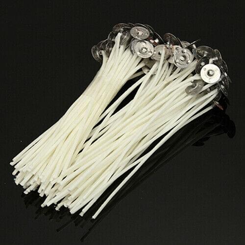 100 Pcs 10CM White Candle Wicks Cotton Core Waxed Wick with Sustainer Candle Making