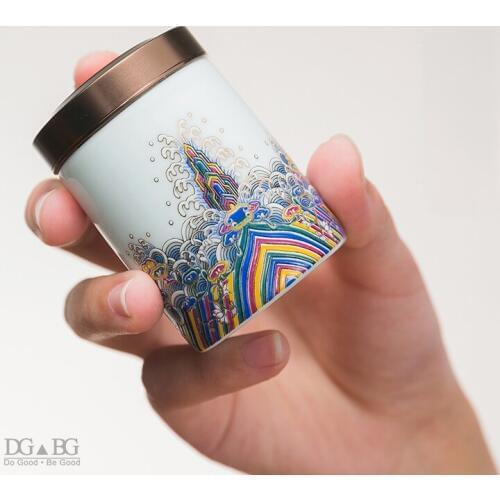 Ceramics Enamels Ashes Urn Gold Wire Colored Enamel Tin Alloy Cover Sealed Pet Cremation Ash Keepsake Small Animal Dog Memorial