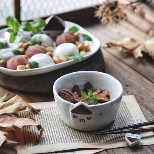 Ceramic Set, Bowls, Spoons And Japanese Creative Gifts Original Hand-made Rough Ceramics Dinnerware Set Children Tableware 1pcs