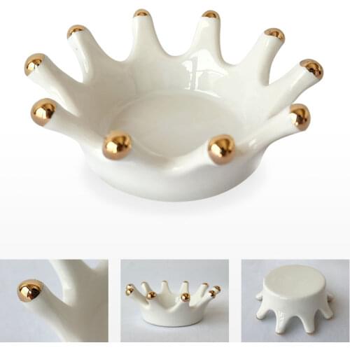 Ceramic Jewelry Tray Ceramic Golden Crown Tray European Ceramic Jewelry Storage Tray Home Decoration Jewelry Storage