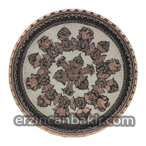 Round serving tray Metal Decorated, Authentic, make difference, Rare Design Hand-Carved Copper Tray TPS-104
