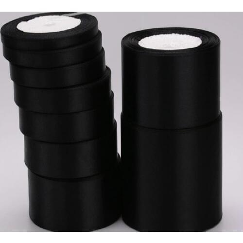 New (22 meters/roll) 6mm-75mm Black Silk Stain Ribbon Wedding Party Christmas Ribbon Flowers Gifts Decorated DIY Sewing Fabric