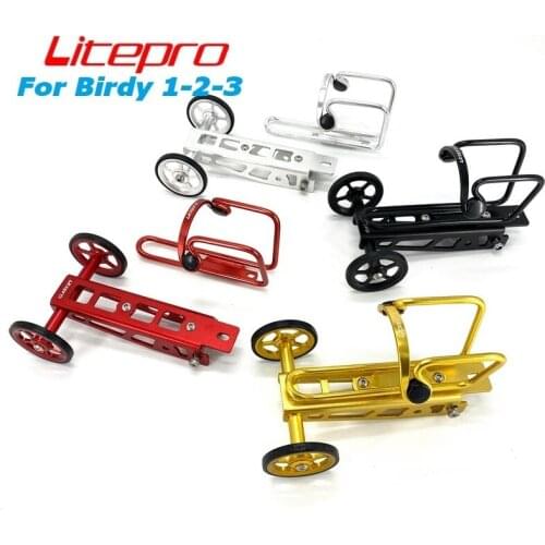 Litepro For Birdy 1-2-3 Series Rear Rack Easywheel Aluminum Alloy Easy Wheel Bottle Holder Mount Base Compatible