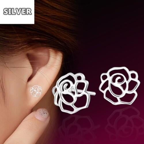 Korean version of copper silver-plated earrings Peony rose fresh idyllic temperament earrings manufacturers wholesale
