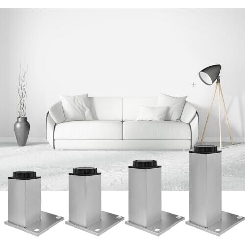 Metal Furniture Table Legs Sofa Aluminum Alloy Support Cupboard Cabinet Feet Stool Chair Legs Adjustable Square Cabinet Feet