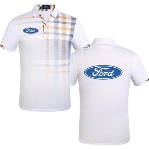 Men Polo Men Shirt Short Sleeve Polo Shirt Ford car logo print Gradient New Clothing Summer Streetwear Casual Fashion Men tops