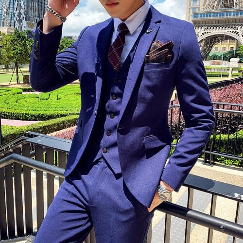 3 Pcs Set Jacket Vest Pants 2021 Mens Business Casual Groom Wedding Dress Formal Suit Male Blazers Coat Trousers Waistcoat
