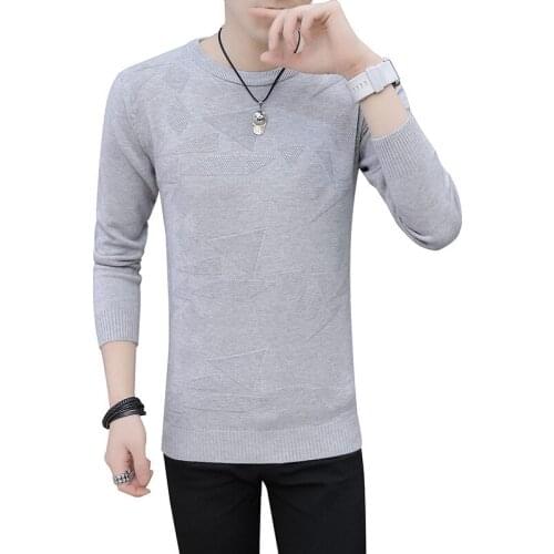 New Style Mens Long-Sleeve O Neck Crew Neck Sweater 2019 Autumn Stylish Sweater Teenager Korean-style Slim Fit Mens Pullover