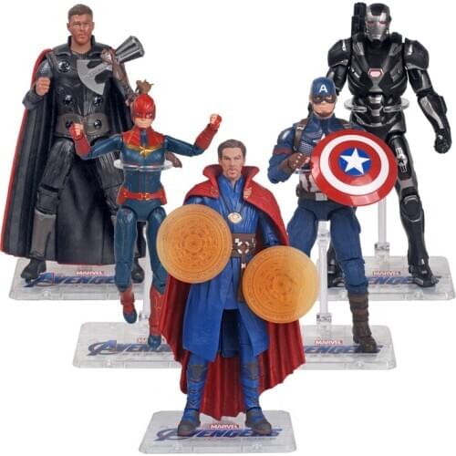 18cm Marvel Avengers Captain America Dr.Strange War Machine Thor Captain Marvel Action Figure Collectible Model Toy Doll
