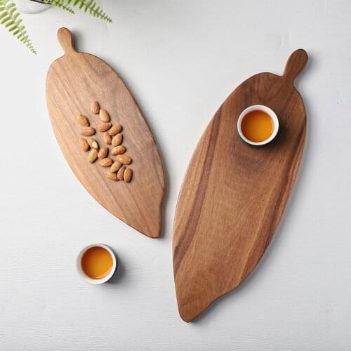 Japan Style Black Walnut Leaf Shape Storage Tray Restaurant Wooden Tableware Creative Household Eco Solid Wood Fruits Plate