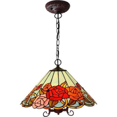 18" Pastoral Country Blue Handmade Glass Flowers Tiffany Suspension for Foyer Dining Room Bar Apartment Pendant Light 1100