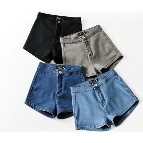 Sexy Skinny Denim Shorts Girl 2021 Summer New High Waist Hip Lift Stretch Tight Stretch Hips Light Blue Jeans Women