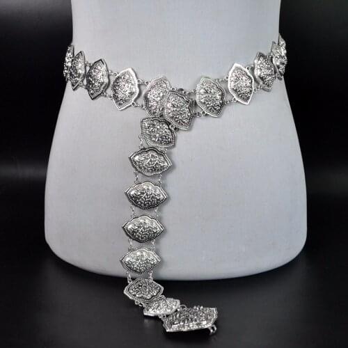 Turkey Vintage Silver Color Belly Waist Chains for Women Dress Belt Chain Festival Dancing Party Gypsy Tribal Body Jewelry