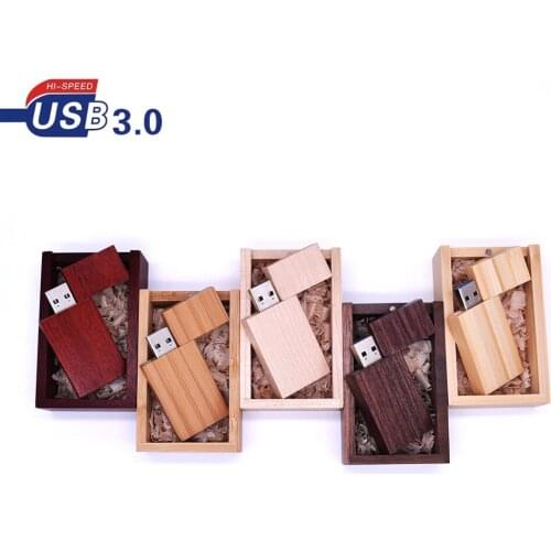 Photography Customer LOGO Wooden Usb + Gift Box Usb Flash Drive Usb 3.0 Wood Pendrive 8GB 16GB 32GB Pen drive for Wedding Gifts