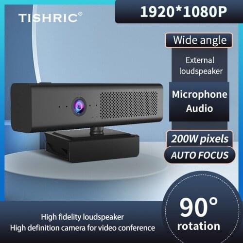 TISHRIC H720 1080P Webcam Fixed focus webcam 200W Ultra HD pixel USB interface Built in loudspeaker Meeting dedicated webcam