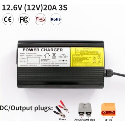 3S 12.6V 20A CE ROHS Lithium Battey Charger For 12V Li-ion Battery Pack Lipo Electric Bike Scooter Ebike with Fan Aluminum Case