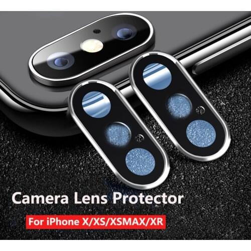For iPhone XS X XR 12 Mini 11 Pro Max Camera Lens Protector Case Metal + Tempered Glass Screen Protector Rear Camera Films