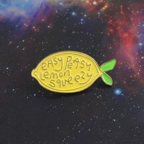 Lemon Brooch Yellow Fresh Fruit Easy Peasy Lemon Squeezy Enamel Pin Denim Shirt Cute Badge Kids Special Gifts Punk Jewelry