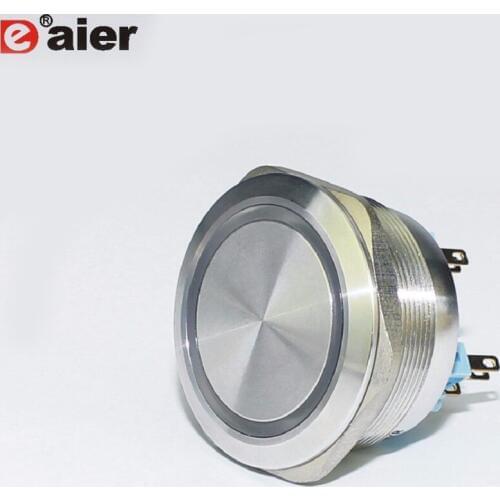 1Pcs Double Pole 40MM High Quality Push Button Switch Waterproof 10 Pin 5A 250VAC Momentary/Latching Switches With 12V/220V LED