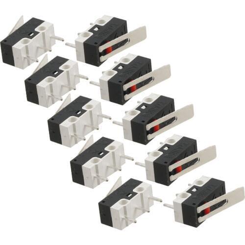 10 Pcs AC 125V 1A SPDT 1NO 1NC Momentary Long Hinge Lever Micro Switch